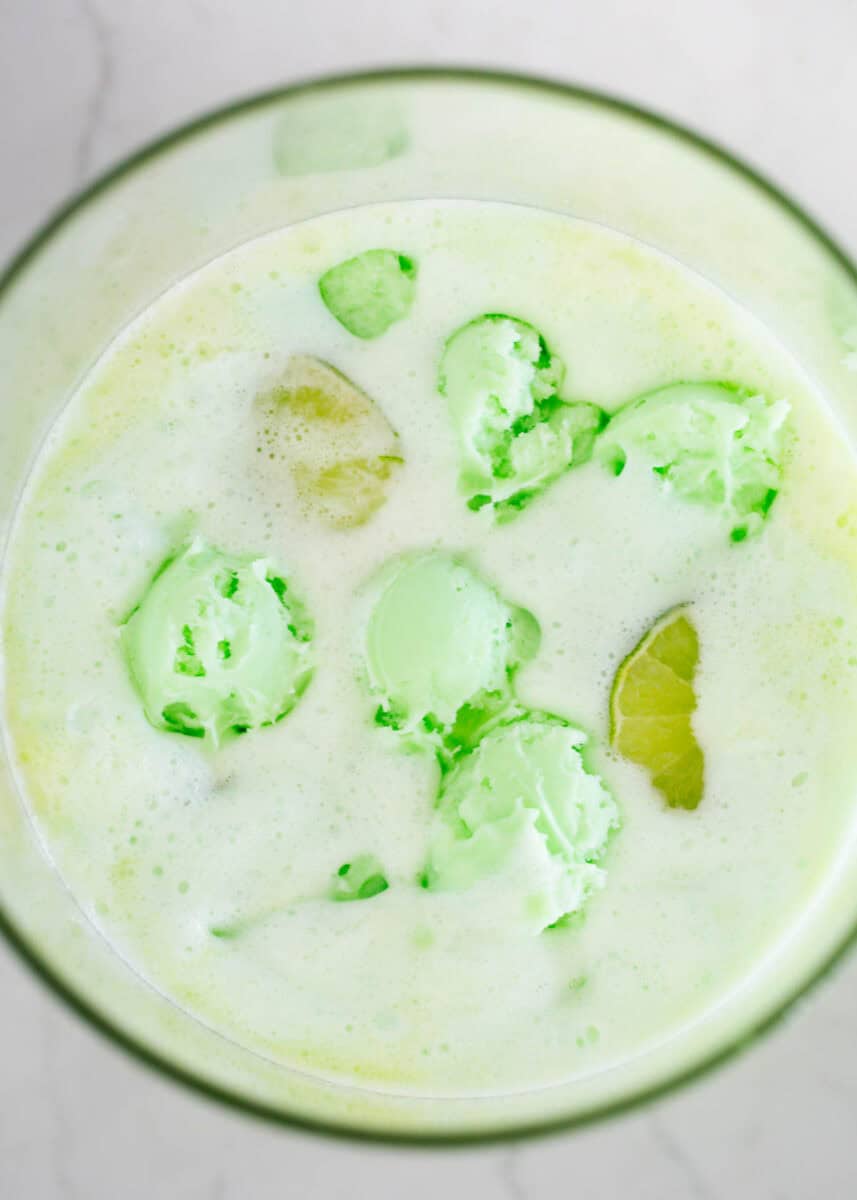 Green punch in a bowl.