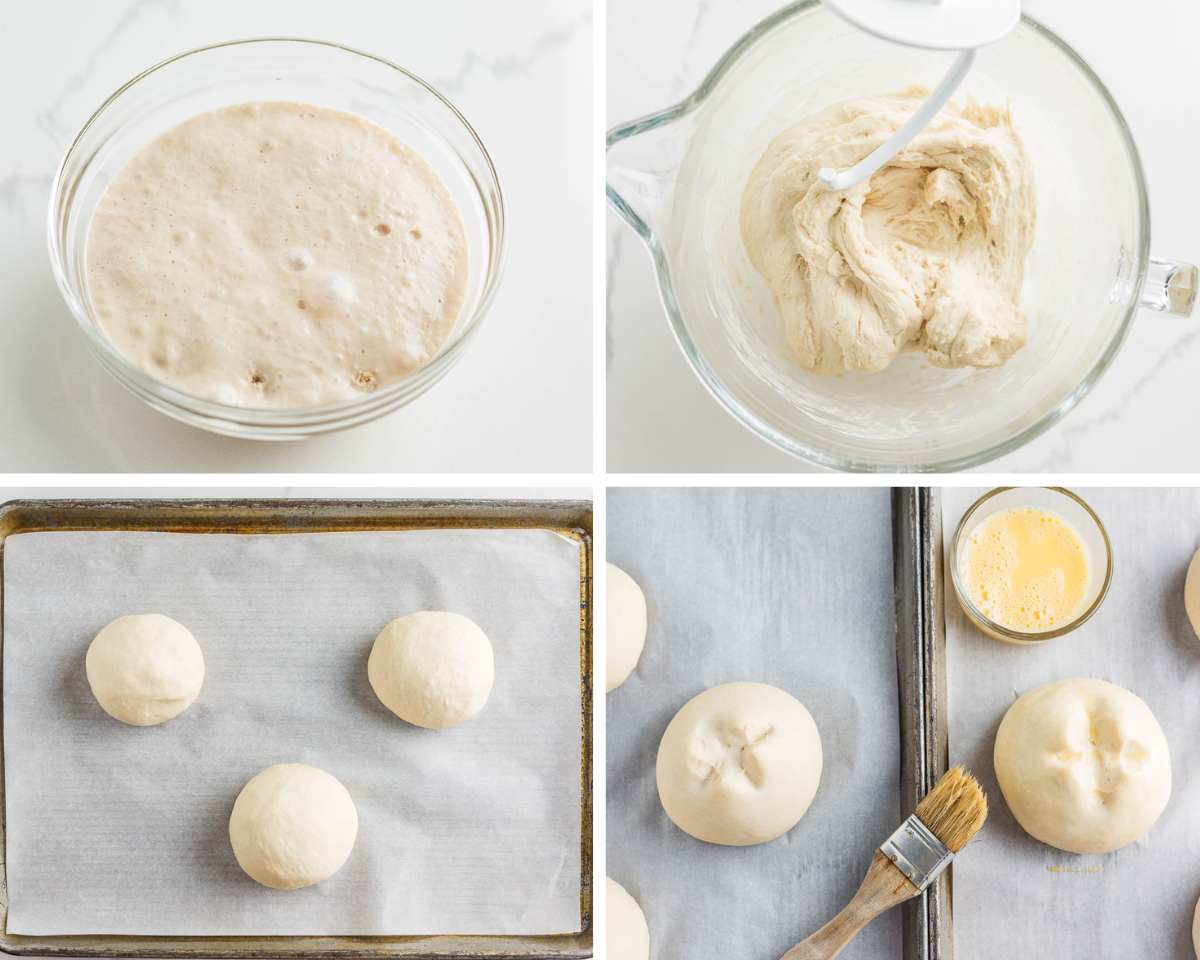 Showing how to make bread bowls.