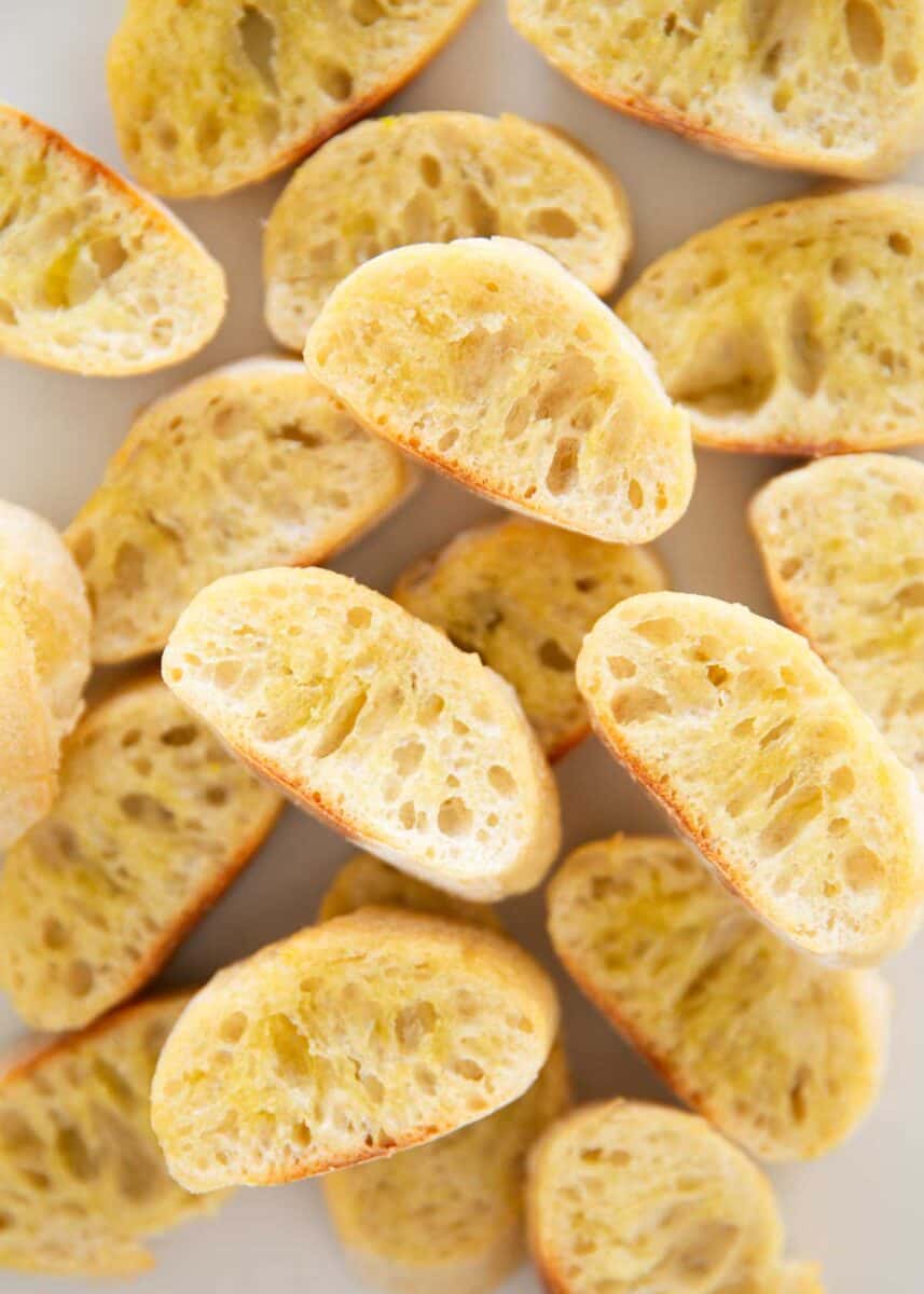 Showing how to make crostini.