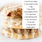 A stack of maple cookies with ingredients listed.