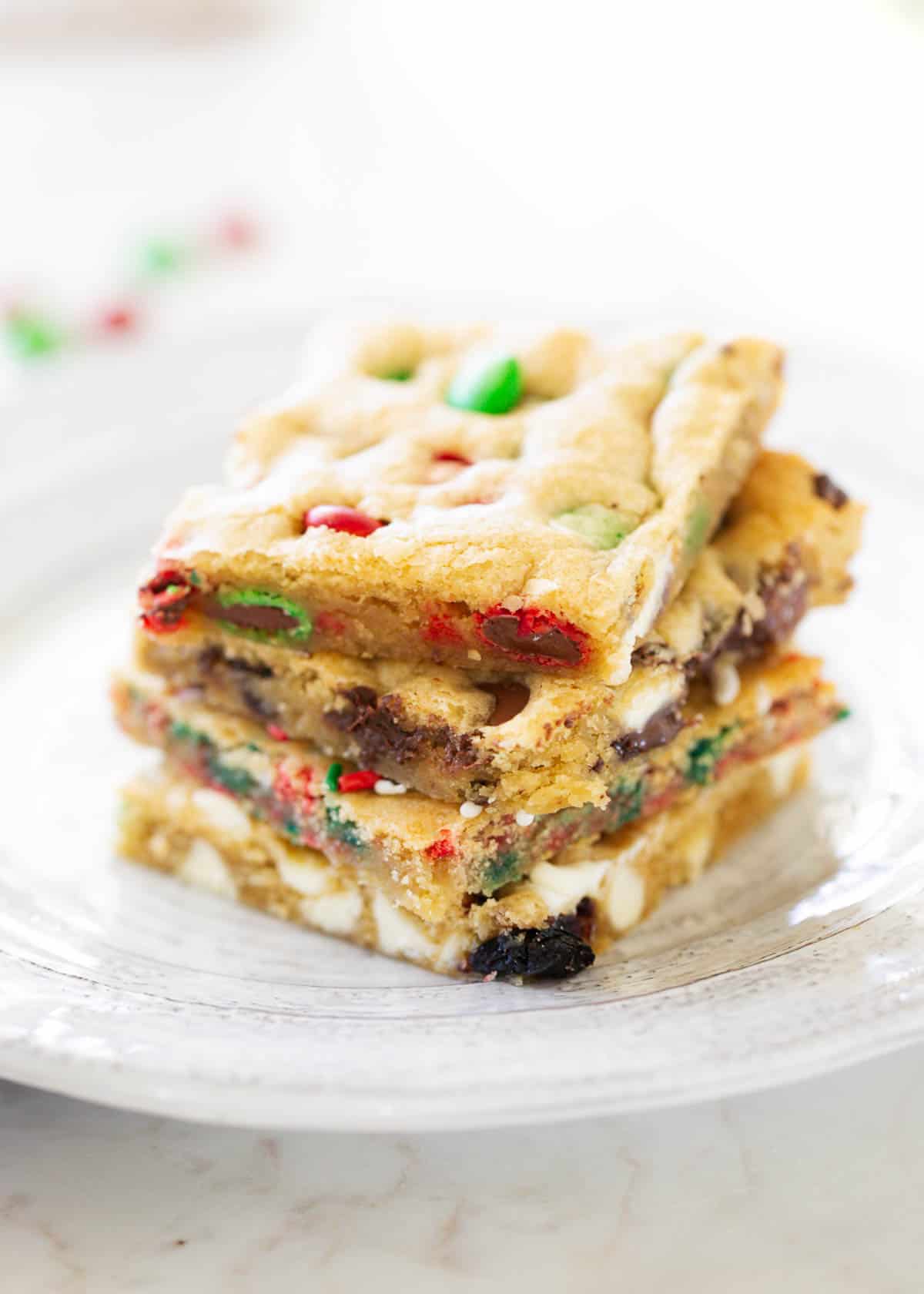 Sheet pan cookies on a plate.