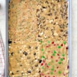 Sheet pan cookie dough in pan.