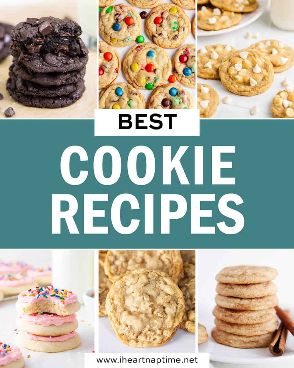 Photo collage of cookie recipes from I Heart Naptime.