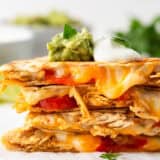 A stack of chicken quesadillas.