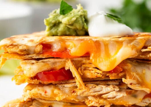 A stack of chicken quesadillas.