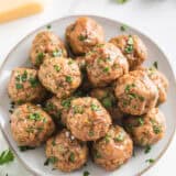 Turkey meatballs on a plate.