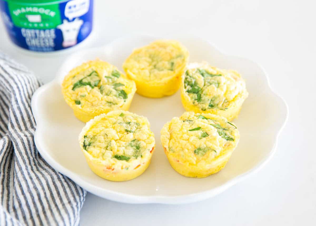 Cottage cheese egg bites on plate.