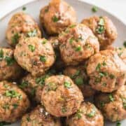 Turkey meatballs on a plate.