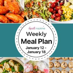 A collage of recipes for I Heart Naptime weekly meal plan.