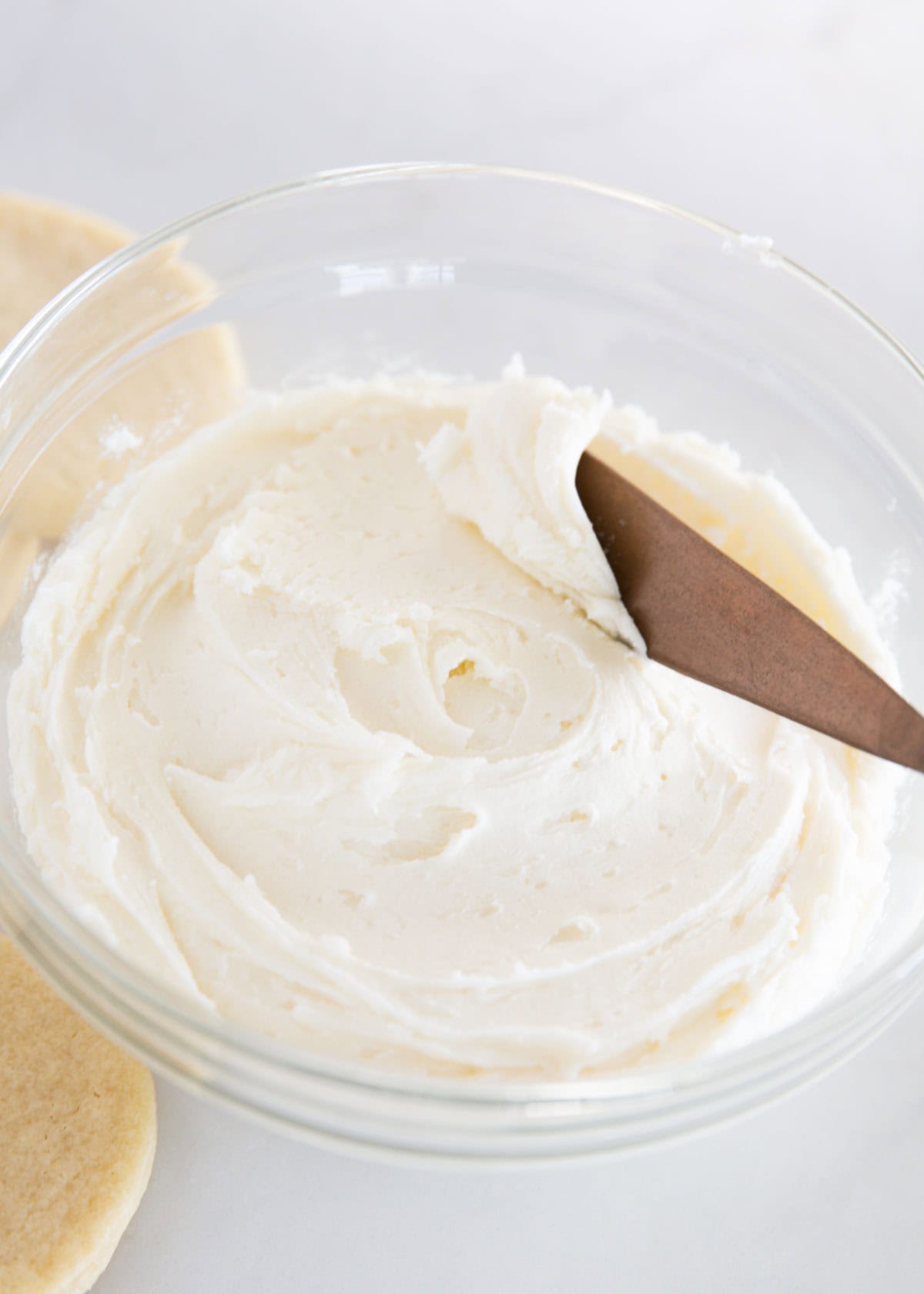 Sugar cookie frosting in a bowl.