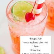 Cherry limeade with ingredients listed.