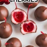 Chocolate covered cherries on the counter.