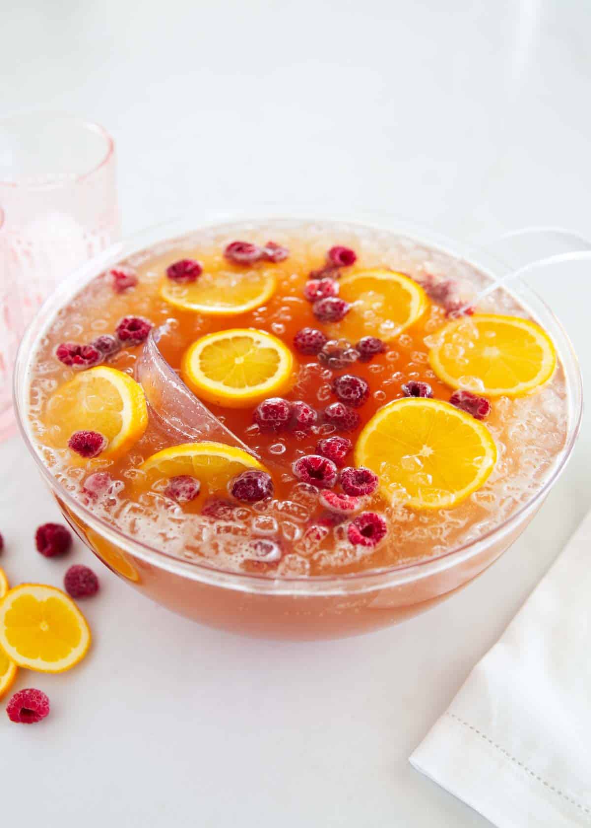 Party punch in a glass bowl.